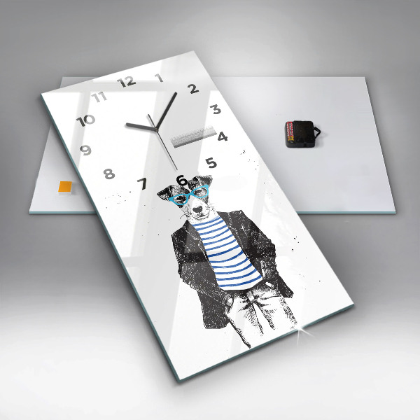 Modern vertical wall clock A dog in a human body