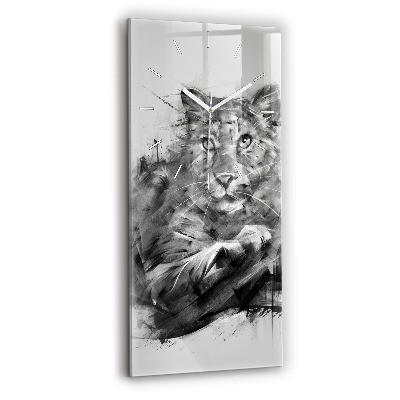Modern vertical wall clock Painted lion