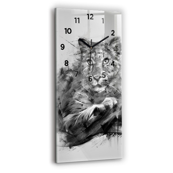 Modern vertical wall clock Painted lion