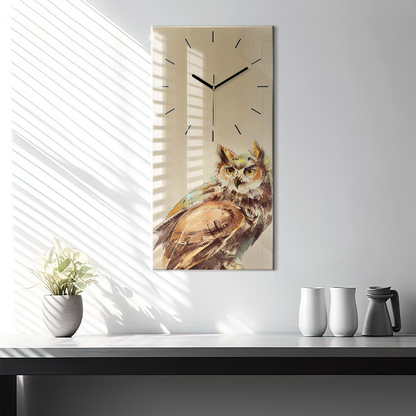 Modern vertical wall clock Owl - a sign of wisdom