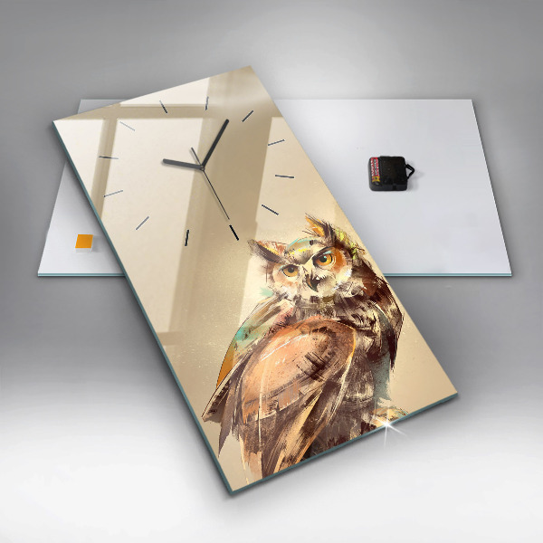 Modern vertical wall clock Owl - a sign of wisdom