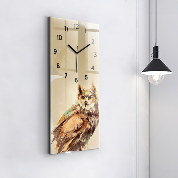 Modern vertical wall clock Owl - a sign of wisdom
