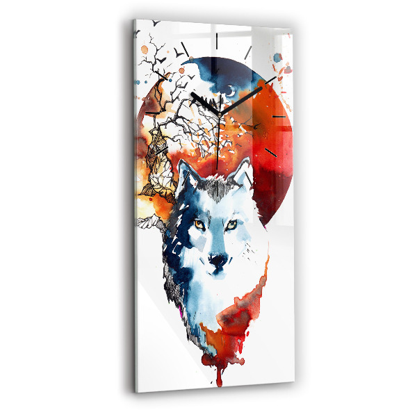 Modern vertical wall clock The Wolf and the Full Moon
