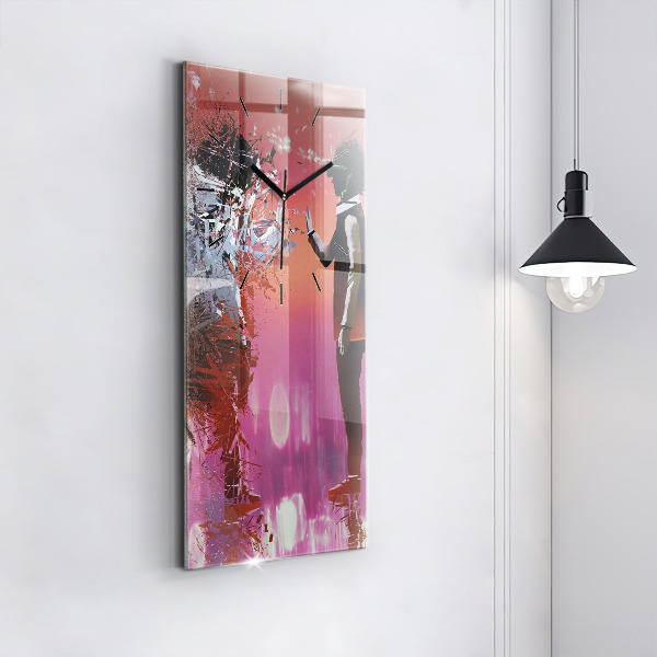 Modern vertical wall clock Cyberspace