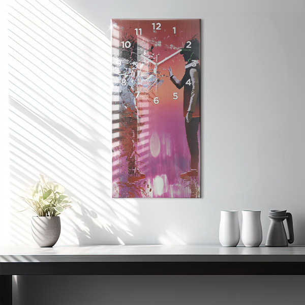 Modern vertical wall clock Cyberspace