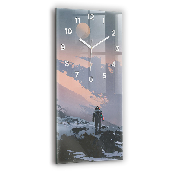 Modern vertical wall clock Astronauts Milky Way