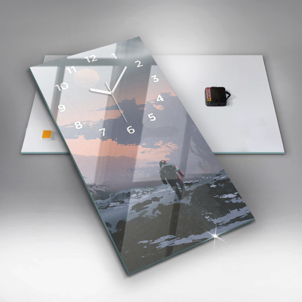 Modern vertical wall clock Astronauts Milky Way