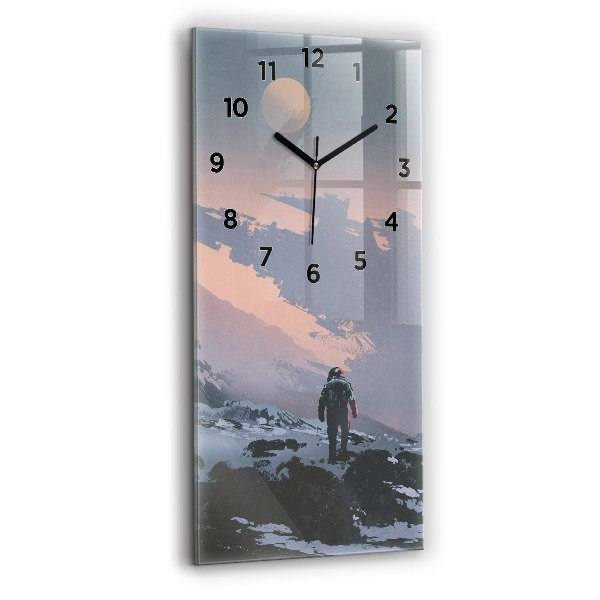 Modern vertical wall clock Astronauts Milky Way