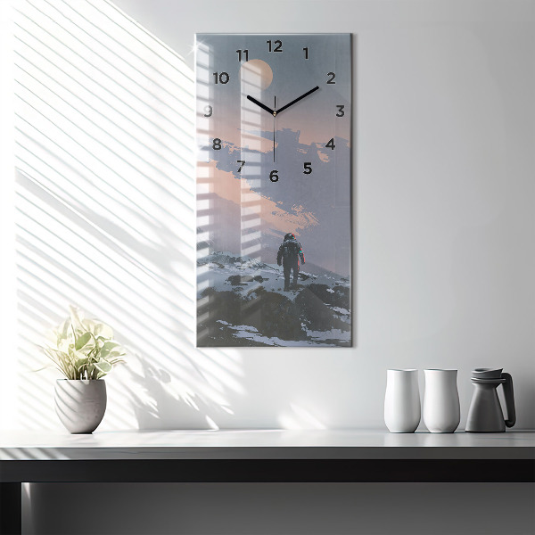 Modern vertical wall clock Astronauts Milky Way