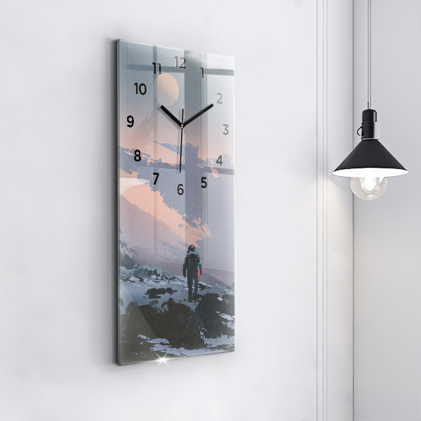 Modern vertical wall clock Astronauts Milky Way