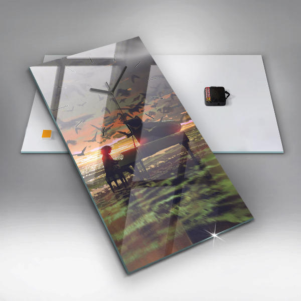 Modern vertical wall clock Concert on the beach