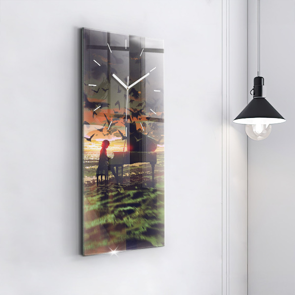 Modern vertical wall clock Concert on the beach