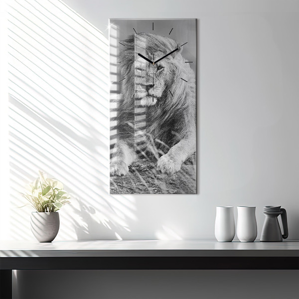 Modern vertical wall clock Abstraction - Lion