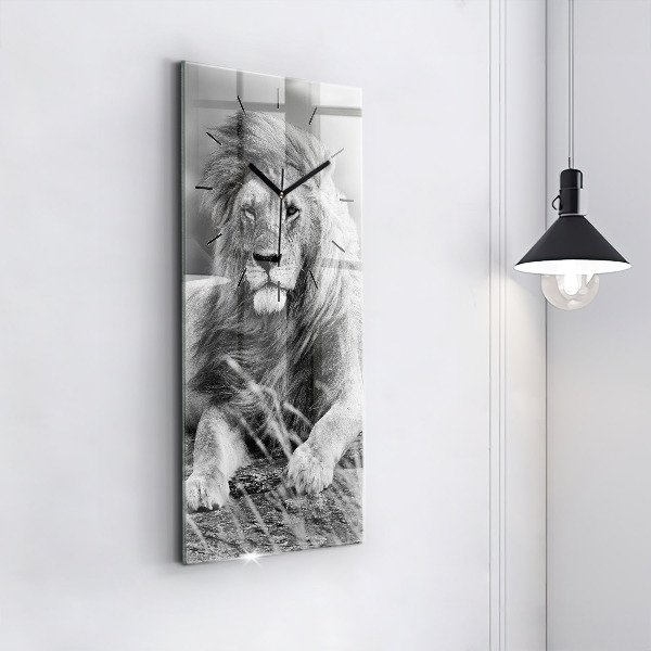 Modern vertical wall clock Abstraction - Lion