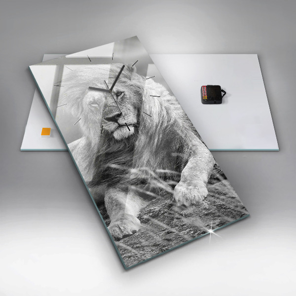 Modern vertical wall clock Abstraction - Lion