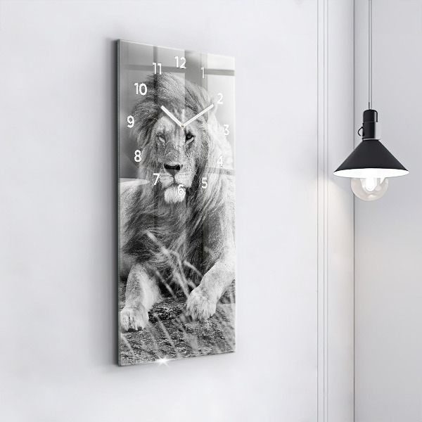 Modern vertical wall clock Abstraction - Lion