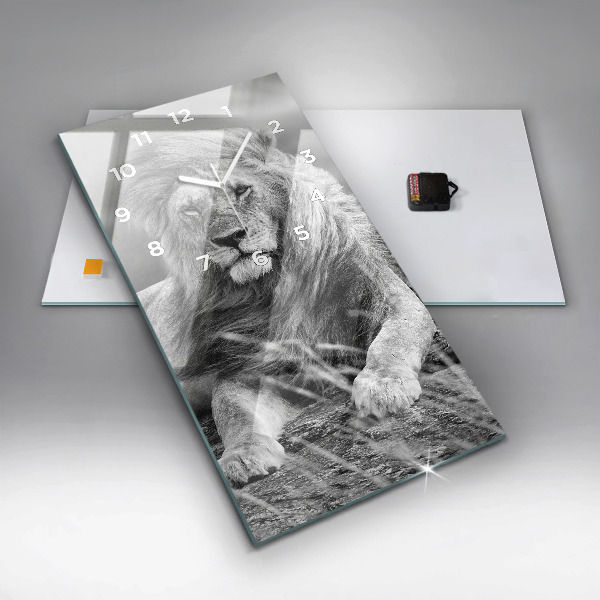 Modern vertical wall clock Abstraction - Lion