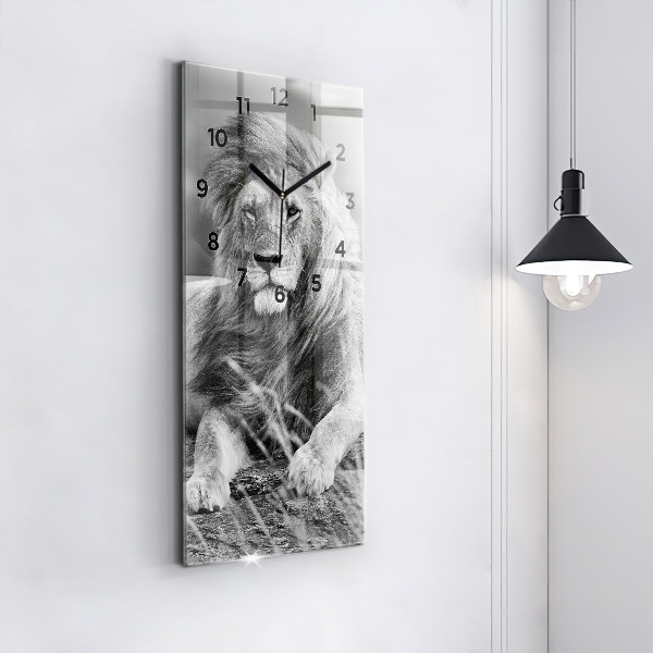 Modern vertical wall clock Abstraction - Lion