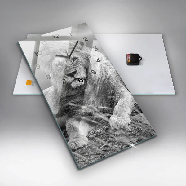Modern vertical wall clock Abstraction - Lion