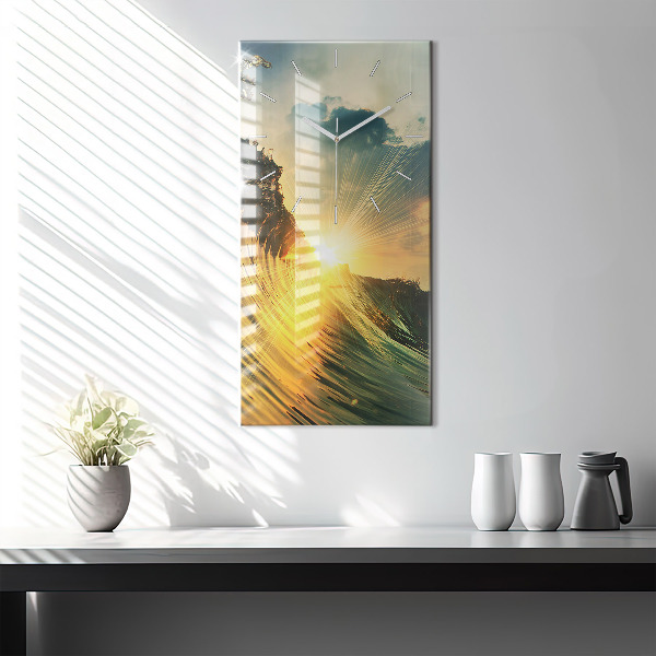 Modern vertical wall clock Waves Sunset Perspective