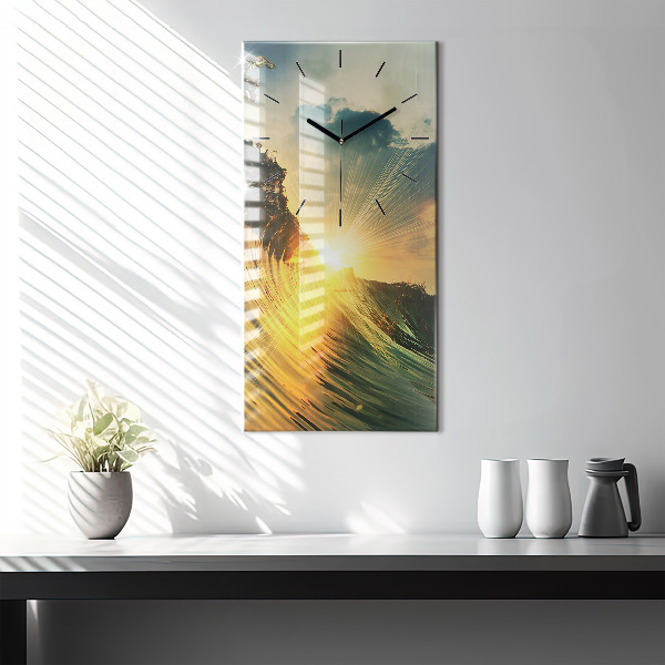 Modern vertical wall clock Waves Sunset Perspective