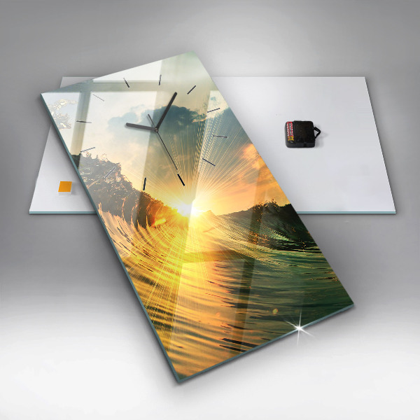 Modern vertical wall clock Waves Sunset Perspective