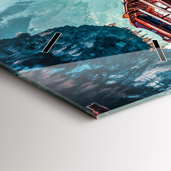 Modern vertical wall clock Pier and Lake