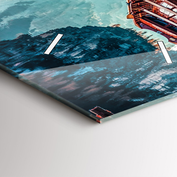 Modern vertical wall clock Pier and Lake