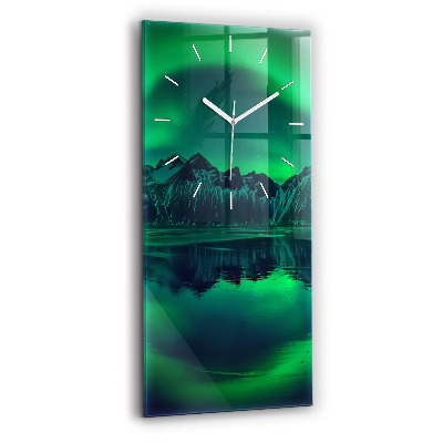 Modern vertical wall clock Northern lights