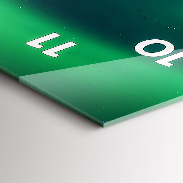 Modern vertical wall clock Northern lights