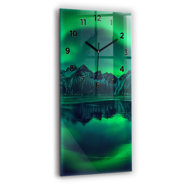 Modern vertical wall clock Northern lights