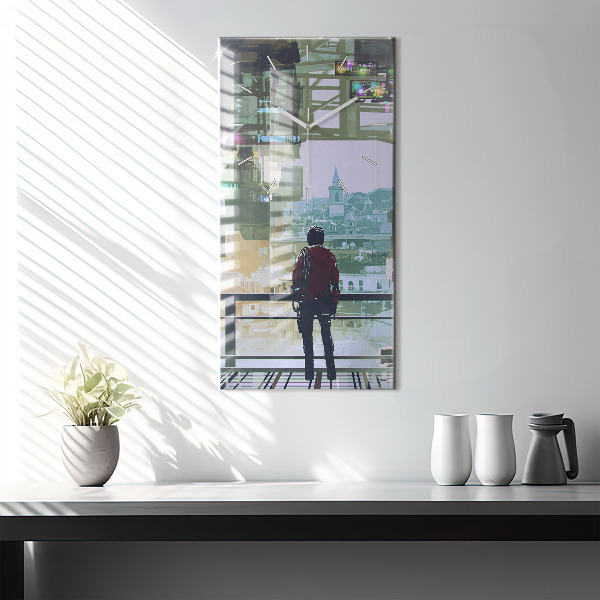 Modern vertical wall clock Cyberpunk