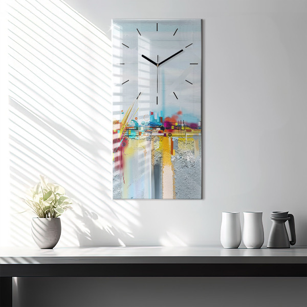 Modern vertical wall clock Abstract oil landscape
