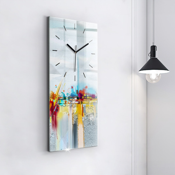 Modern vertical wall clock Abstract oil landscape