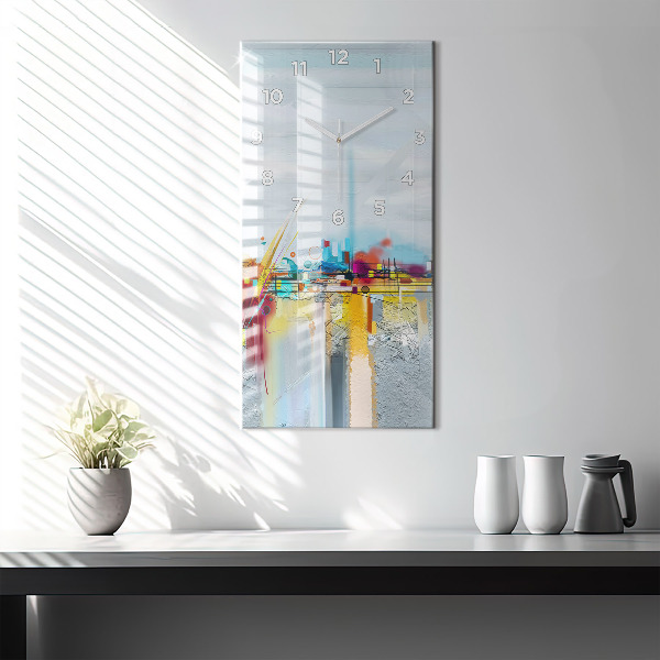 Modern vertical wall clock Abstract oil landscape