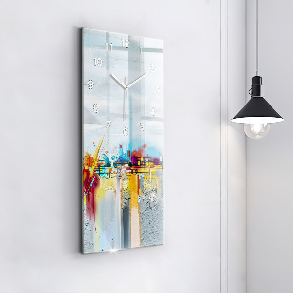 Modern vertical wall clock Abstract oil landscape