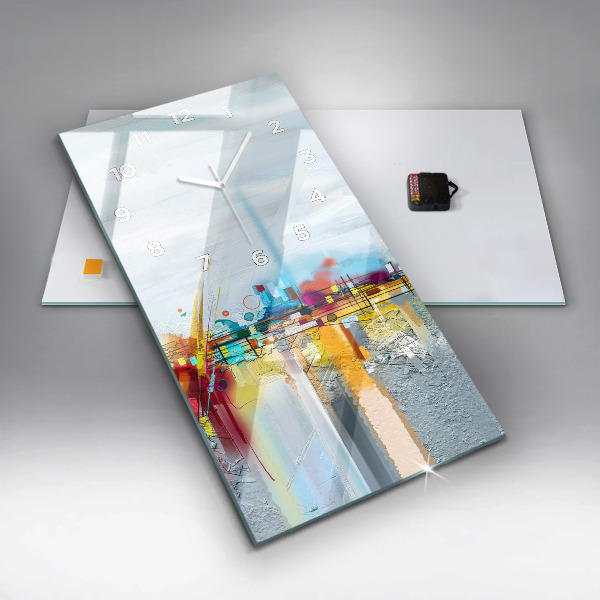 Modern vertical wall clock Abstract oil landscape