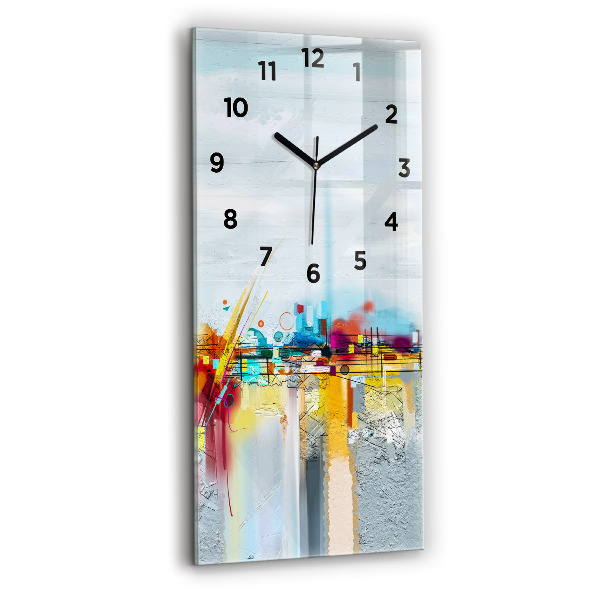 Modern vertical wall clock Abstract oil landscape
