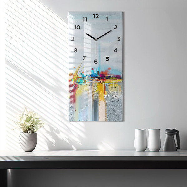 Modern vertical wall clock Abstract oil landscape