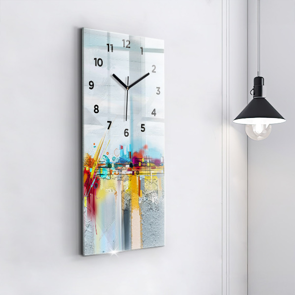 Modern vertical wall clock Abstract oil landscape