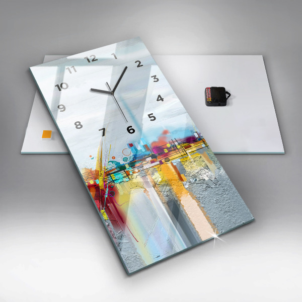Modern vertical wall clock Abstract oil landscape