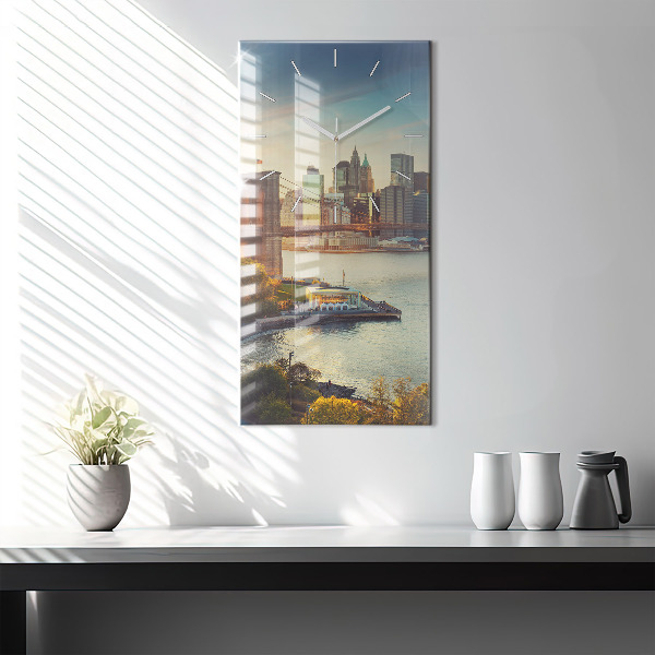 Modern vertical wall clock New York Manhattan