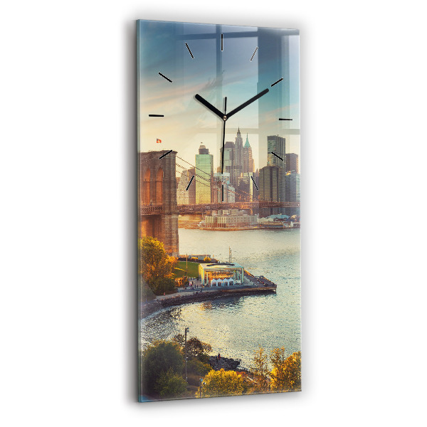 Modern vertical wall clock New York Manhattan