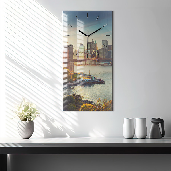 Modern vertical wall clock New York Manhattan