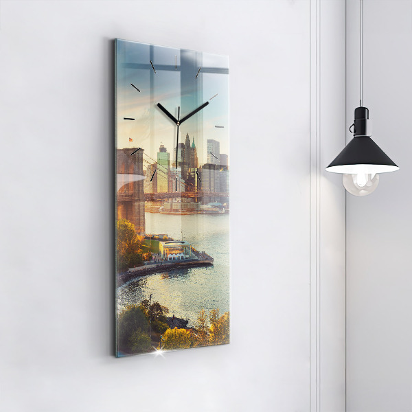 Modern vertical wall clock New York Manhattan