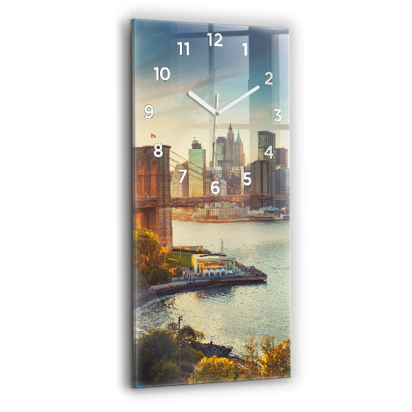 Modern vertical wall clock New York Manhattan
