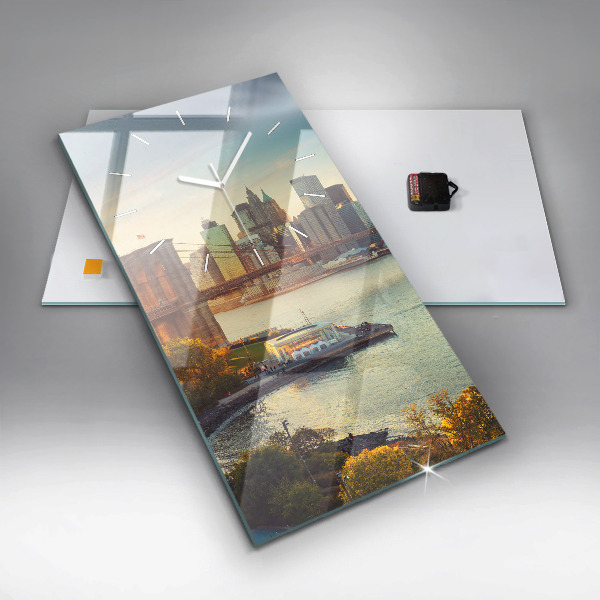 Modern vertical wall clock New York Manhattan