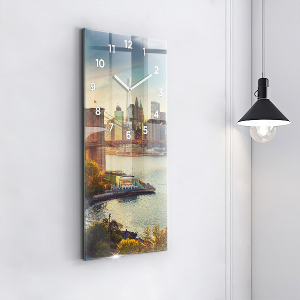 Modern vertical wall clock New York Manhattan