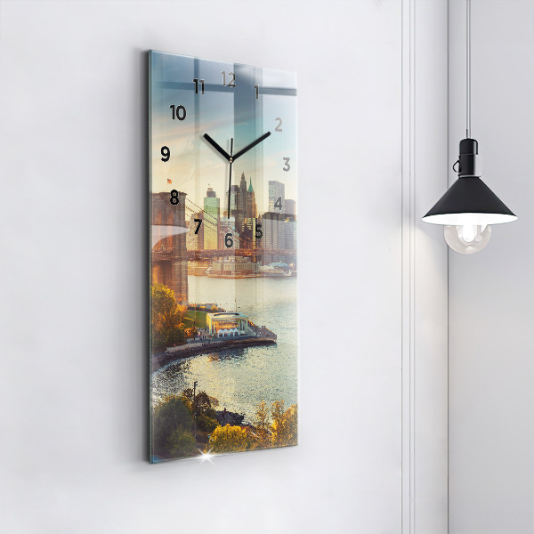 Modern vertical wall clock New York Manhattan