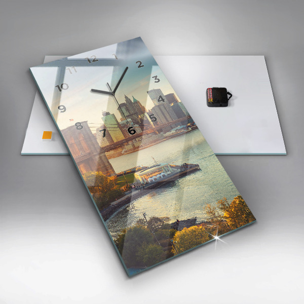 Modern vertical wall clock New York Manhattan